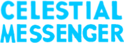 celestial messengers title banner in cyan on white